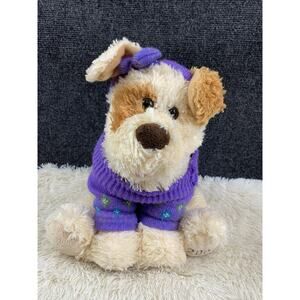Mary Meyer Puppy Dog Purple Sweater Headband 2009 Stuffed Animal Plush Toy